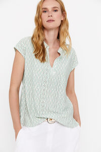 Cortefiel Knit top with openwork Green