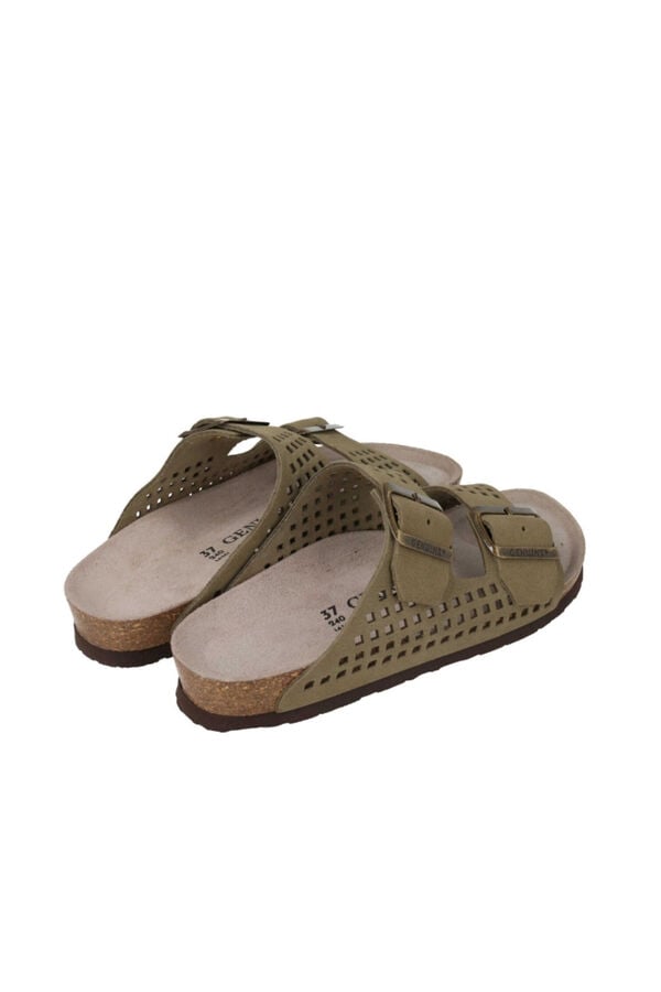 Genuins Sand&aacute;lia de pele Verde