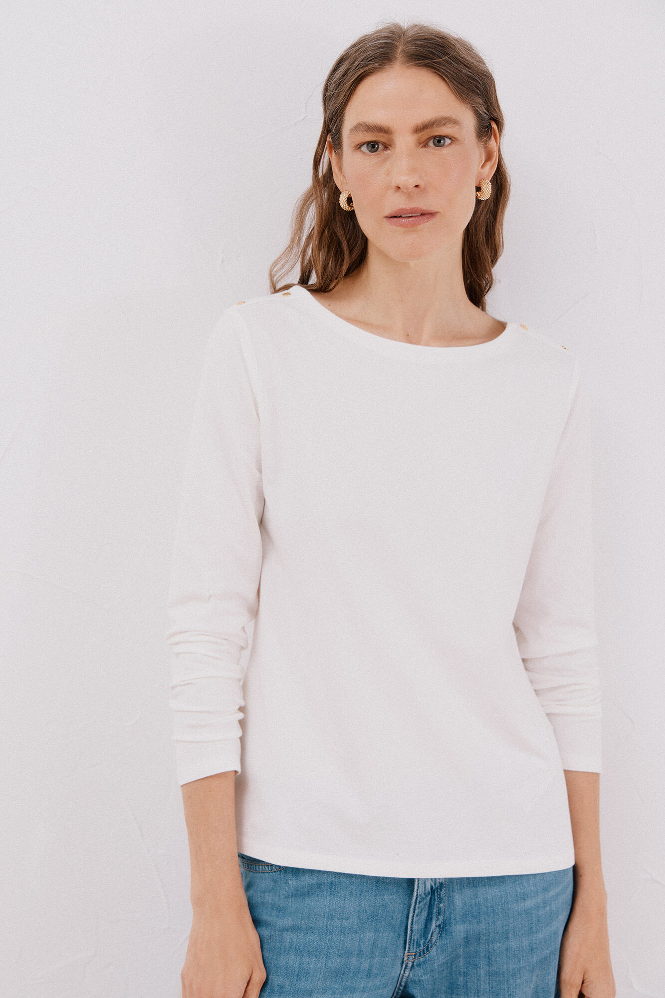 Cortefiel Boat neck T-shirt with buttons