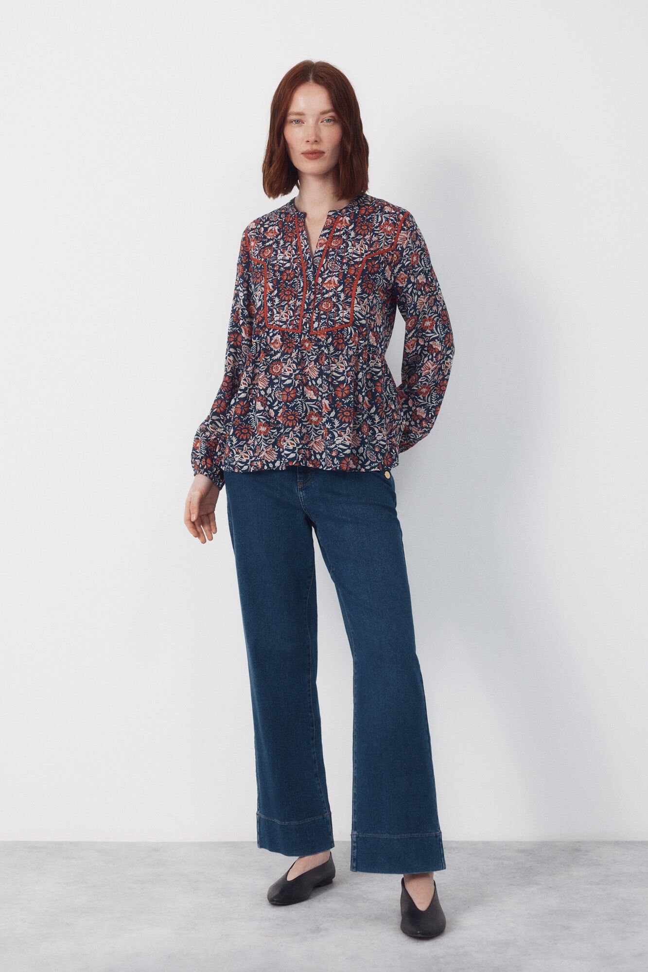 Cortefiel Padded mandarin blouse