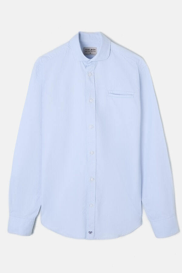 Silbon Camisa esportiva Oxford com bolso Azul