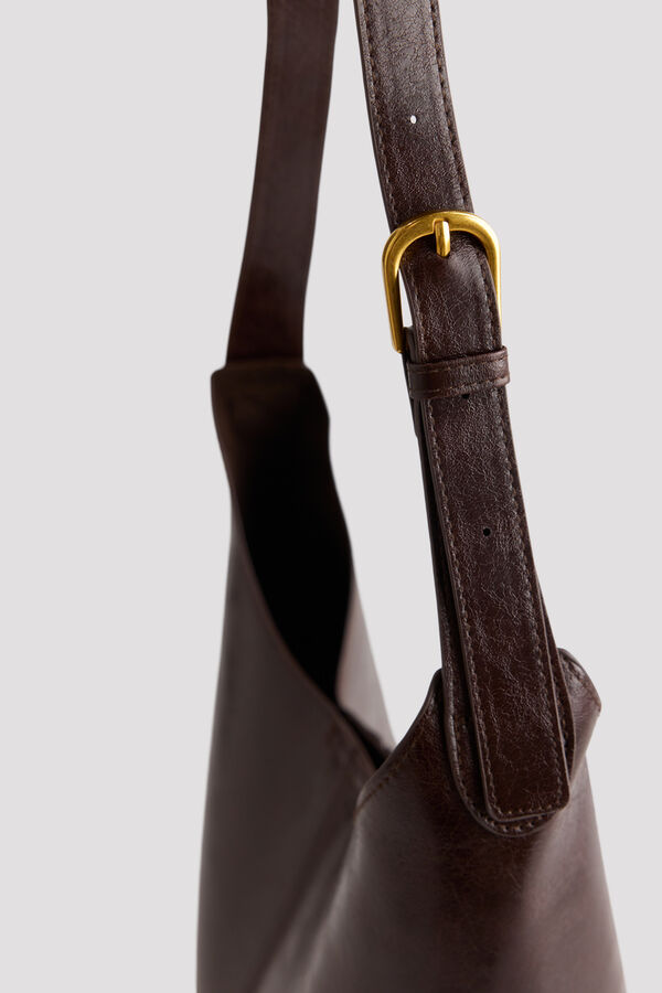 Cortefiel Large pouch bag Dark brown