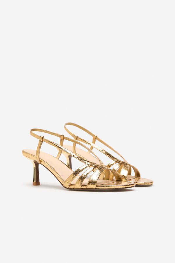 Cortefiel Snake-effect heeled sandal Yellow