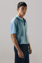 Cortefiel Coolmax® jacquard neck polo shirt Blue