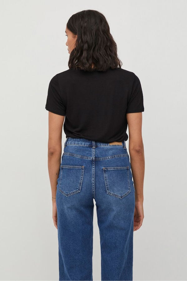 Vila T-shirt de manga curta em viscose Preto