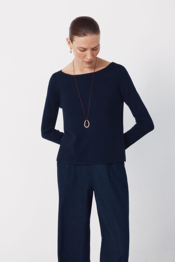Cortefiel Boat neck jumper Navy