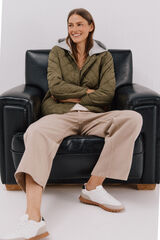 Cortefiel Short hood sweatshirt anorak Kaki