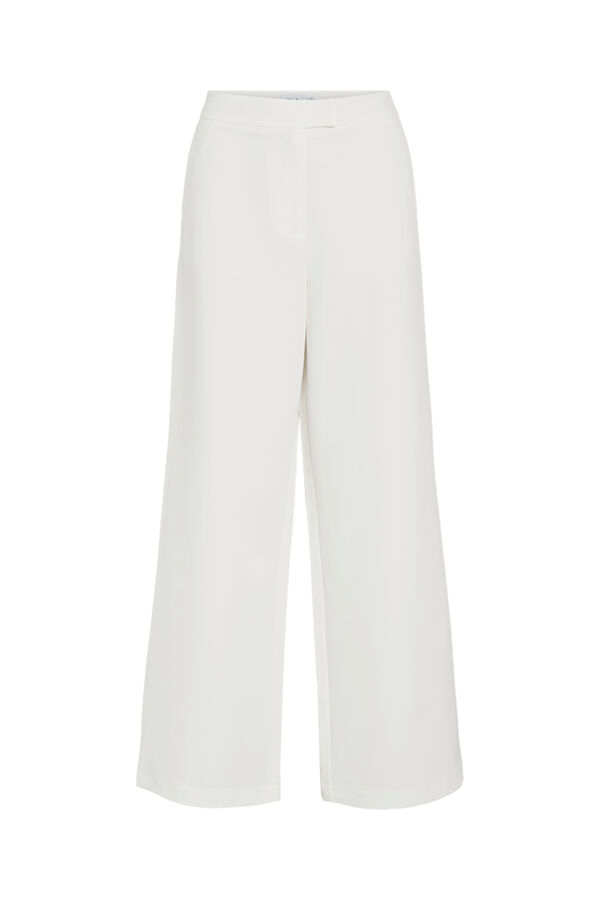 Vila High-waisted wide leg trousers White