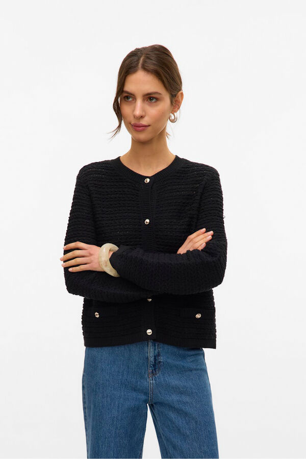 Vero Moda Cárdigan botones plateados Negro