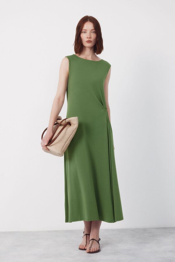 Cortefiel Side knot dress Green