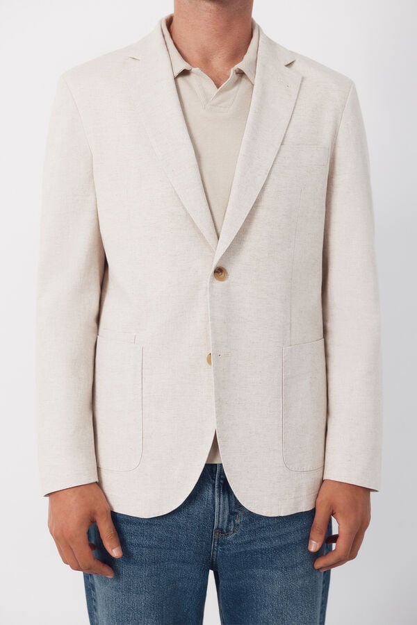 Cortefiel Linen blazer Beige