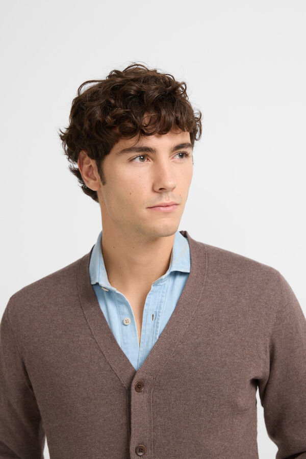 Silbon C&aacute;rdigan cl&aacute;sico liso Marr&oacute;n oscuro