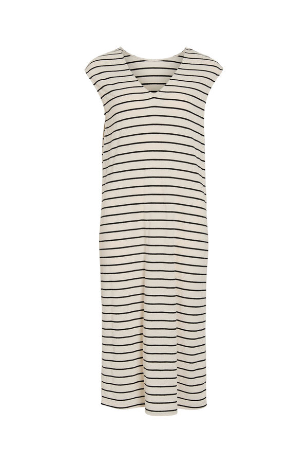 Vila Reversible cotton midi dress Beige