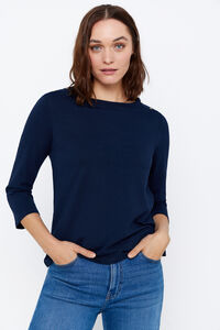 Cortefiel Essential t-shirt with button detail Navy