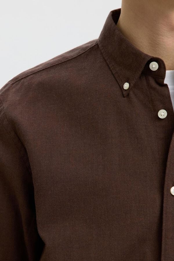 Selected Camisa regular fit Castanho