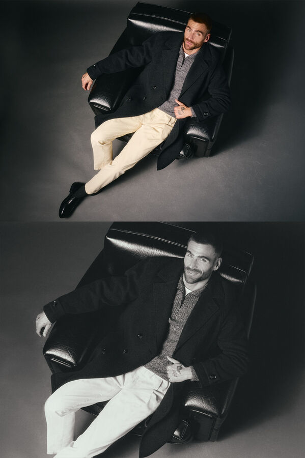 OOTO Abrigo cruzado de lana Gris oscuro