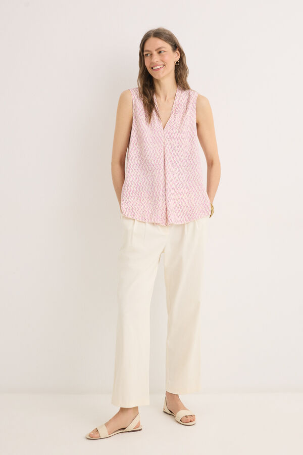 Cortefiel Blusa sin mangas Estampado blanco