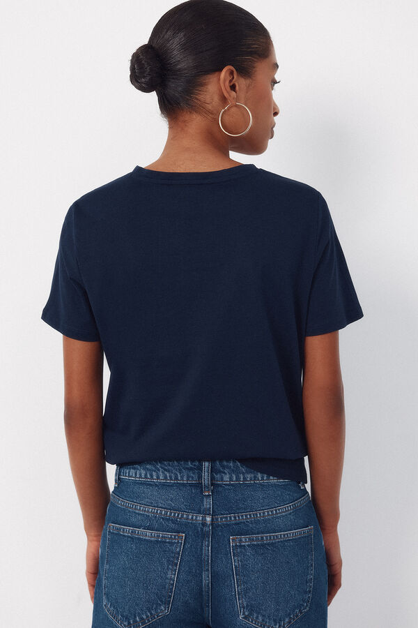 Cortefiel T-shirt with positional embroidered Navy