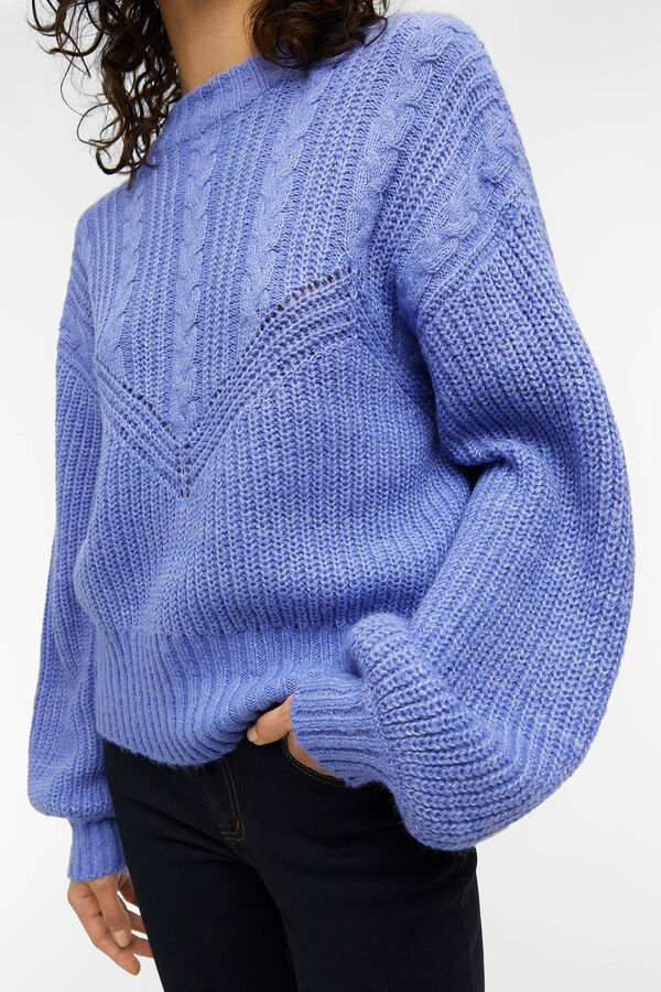 Object Camisola de malha entran&ccedil;ada Azul