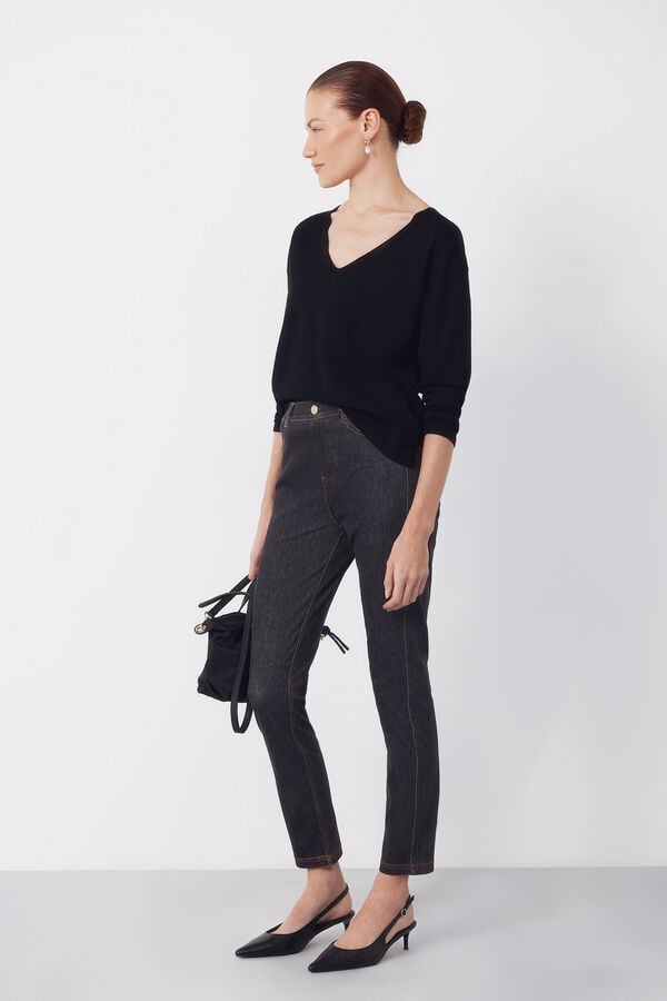 Cortefiel Jersey-knit denim legging Printed grey