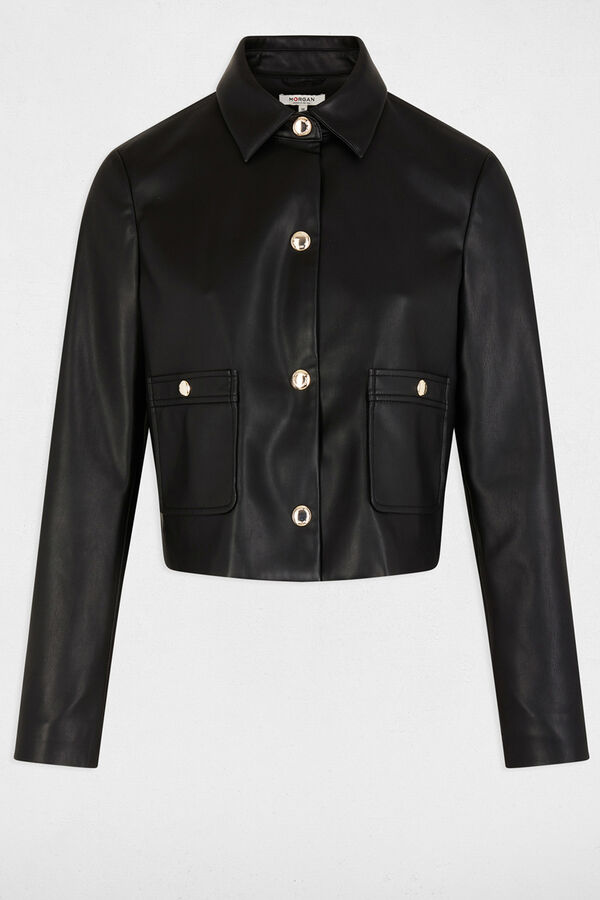 Morgan Blus&atilde;o curto pele sint&eacute;tica Preto