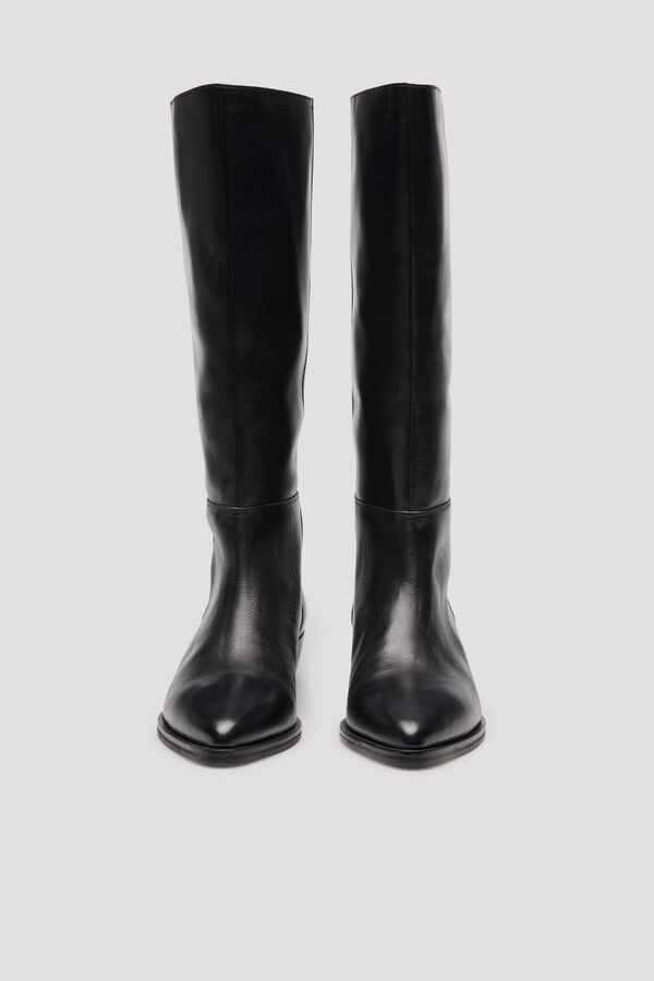Cortefiel Leather high boot Black
