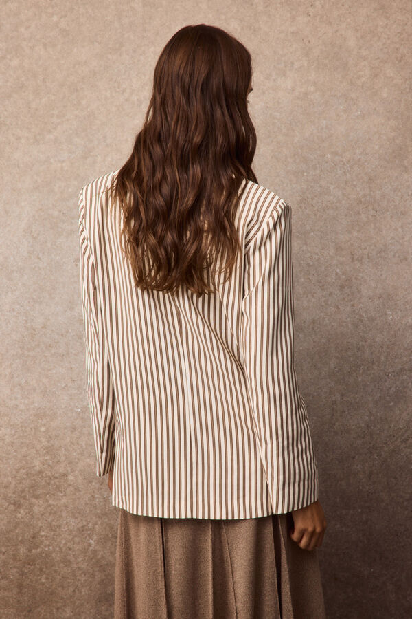 Slowlove Blazer oversized de riscas Castanho