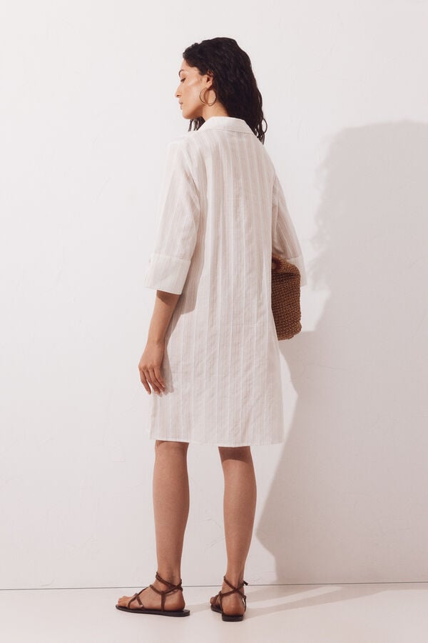 Cortefiel Lurex shirt kaftan Printed yellow
