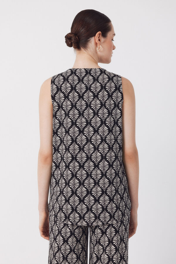 Cortefiel Long pleated top Printed grey