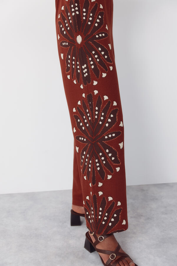 Cortefiel Printed jumpsuit Brown