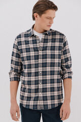 Cortefiel Checked flannel shirt Navy