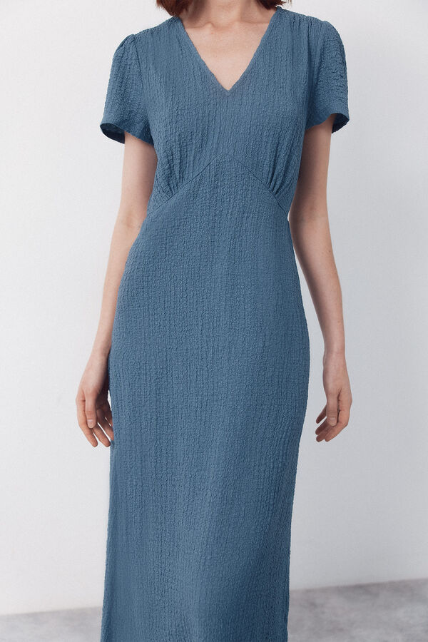 Cortefiel Print structured dress Navy