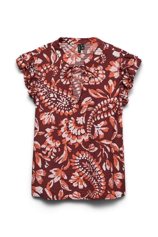 Vero Moda Sleeveless top with ruffles Brown