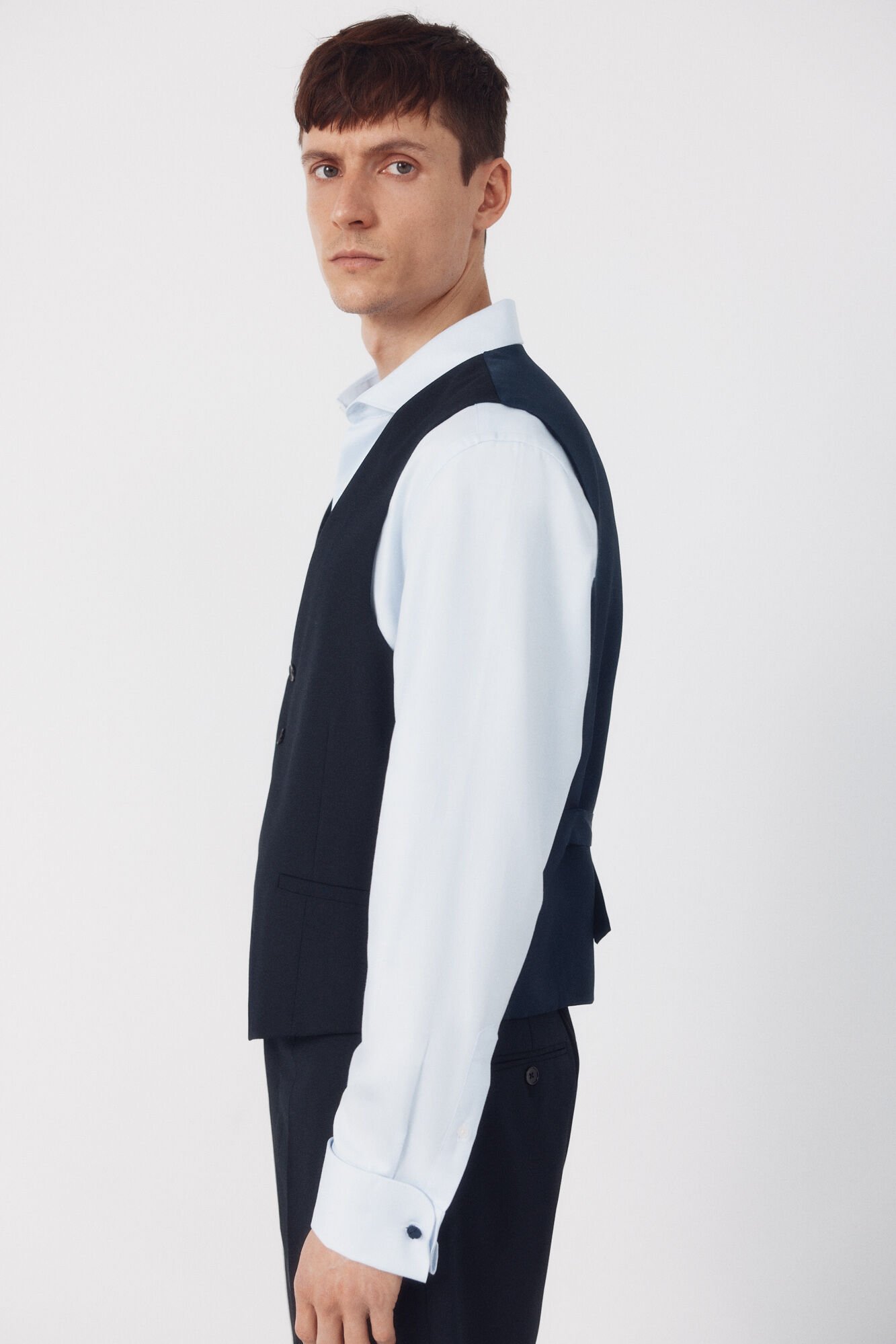 Cortefiel Dynamic blue plaid vest