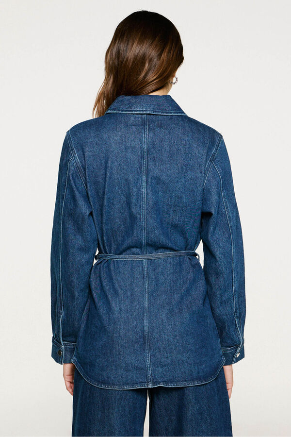 Selected Sobrecamisa jeans com cinto. Azul