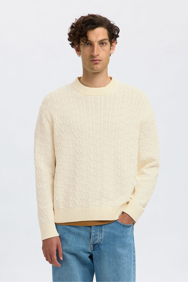 Selected Camisola estruturada 100% algodão orgânico. Branco