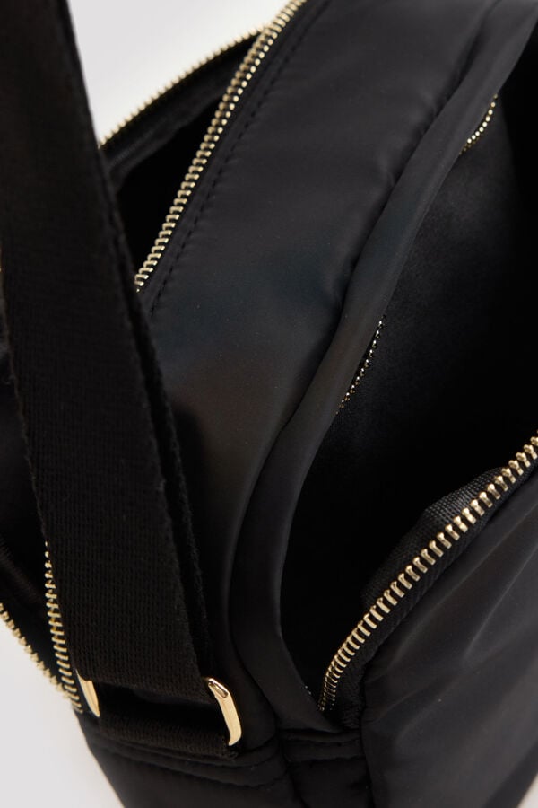 Cortefiel Puffer fabric crossbody bag Black