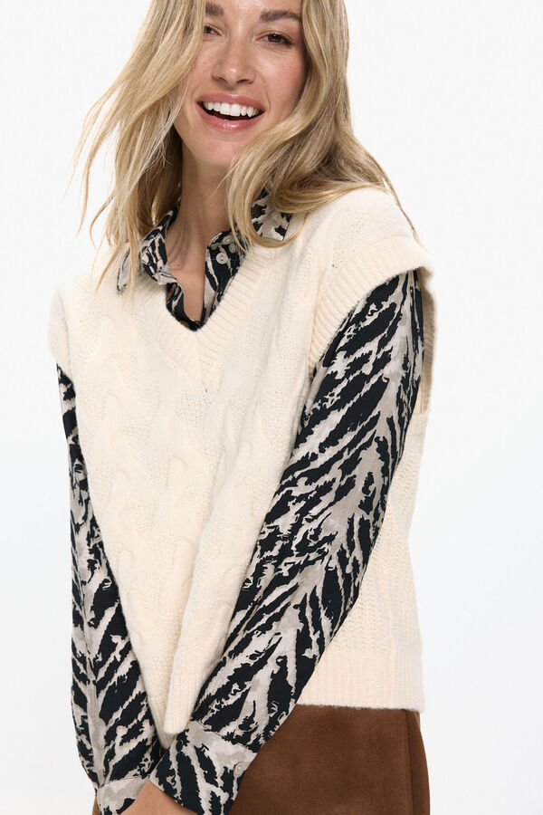 Vero Moda Colete com malha em V Tostado