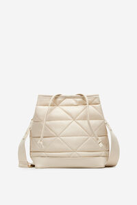 Cortefiel Quilted nylon bucket bag Ivory
