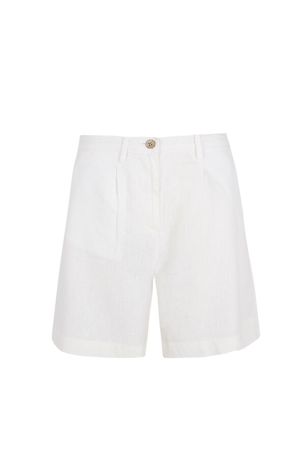 Cortefiel Plain linen bermuda shorts White