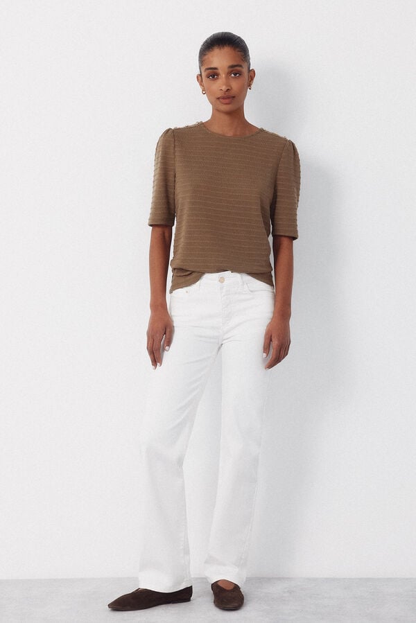 Cortefiel Camiseta estructura rayas Kaki