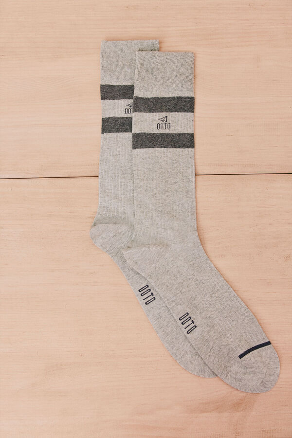 OOTO Meia canelada desportiva Cinzento