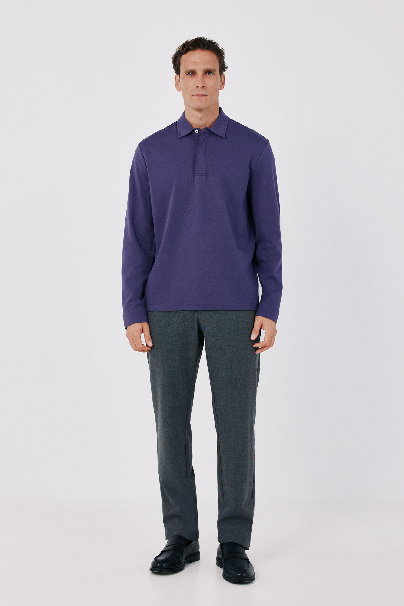Cortefiel Long sleeve refined polo shirt