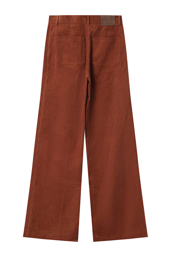Cortefiel Pantalón de pana con bolsillos delanteros parche. Naranja