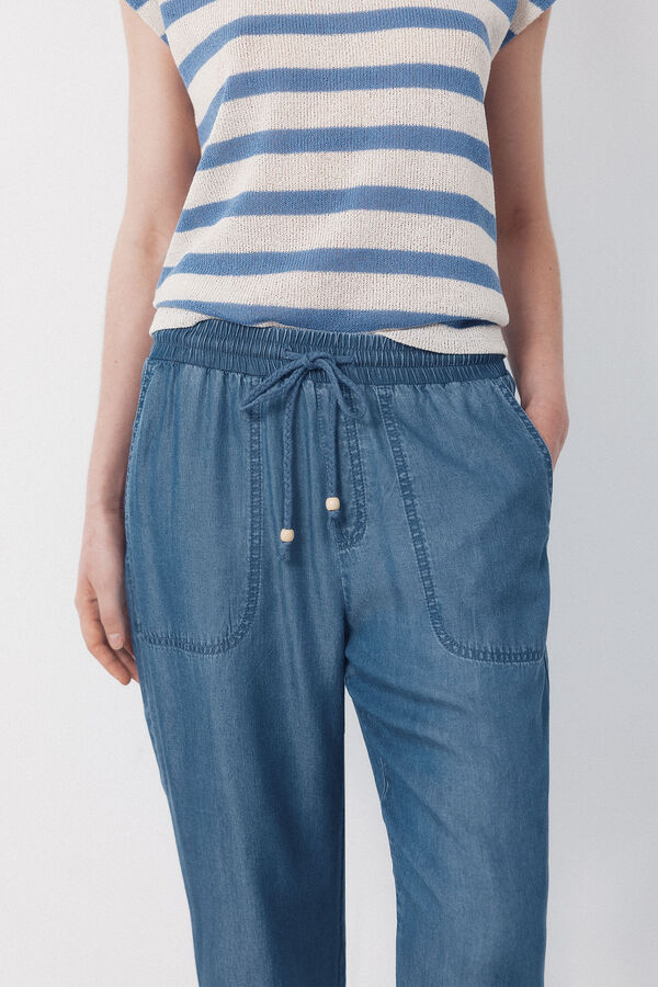 Cortefiel Tencel fluid trousers Blue