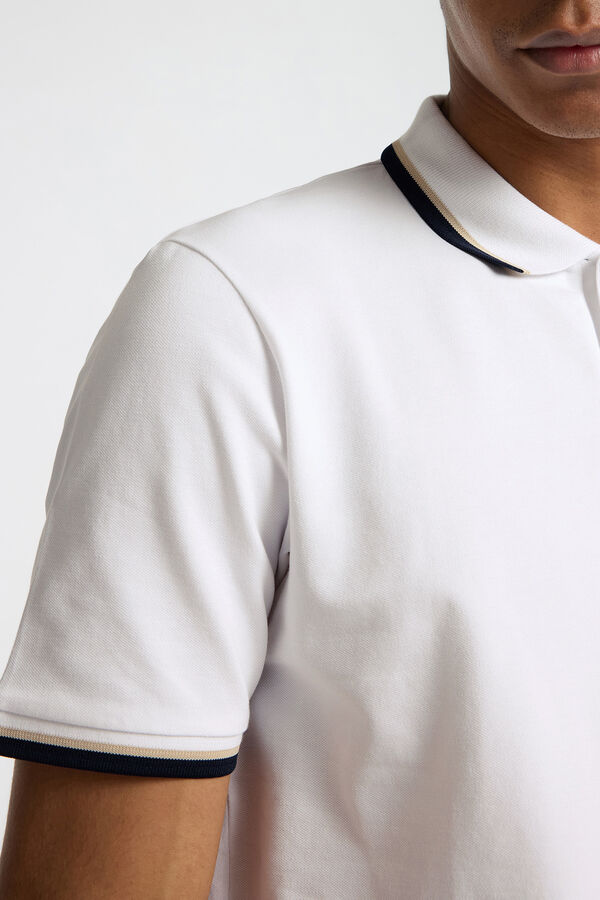 Selected Camisa piqué manga curta Branco