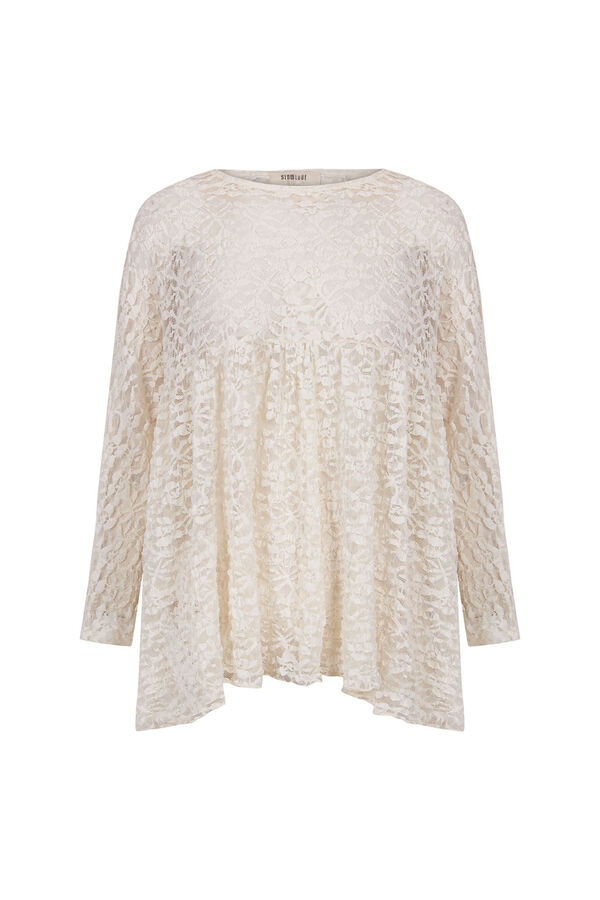 Slowlove Top de renda de renda Ecru
