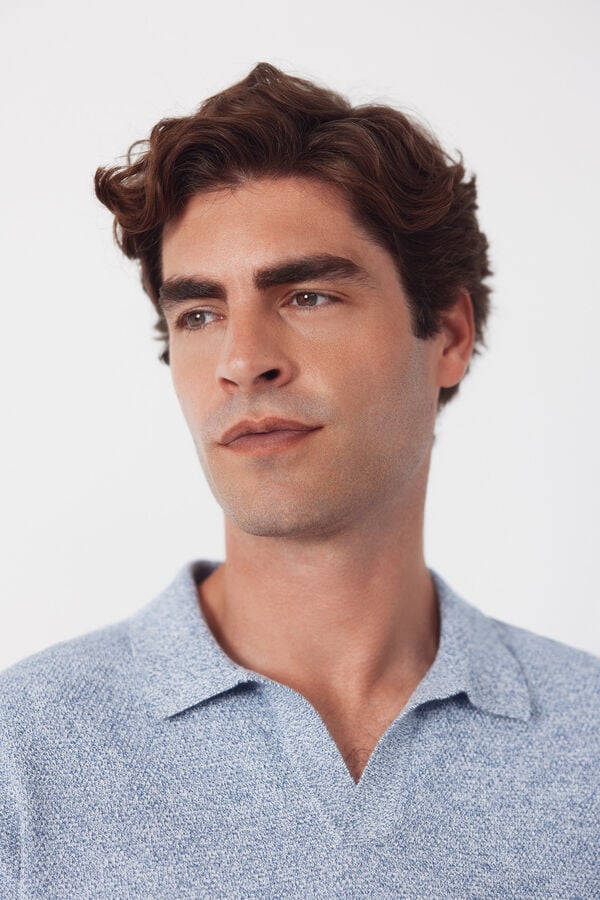 Cortefiel Torzal long sleeve polo shirt Blue