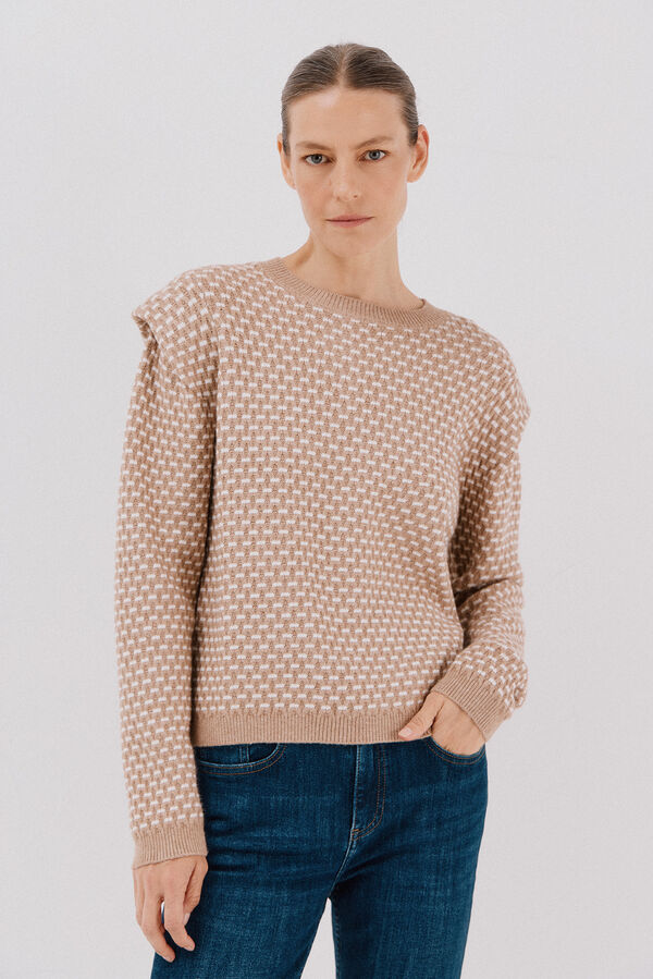 Cortefiel Jersey with marked shoulders Beige