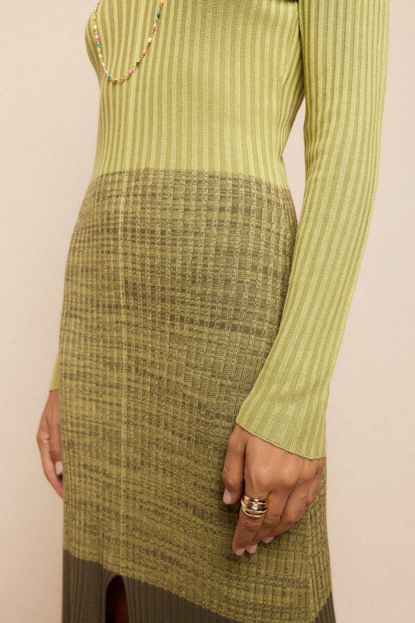 Slowlove Vestido punto canalé degradado Verde